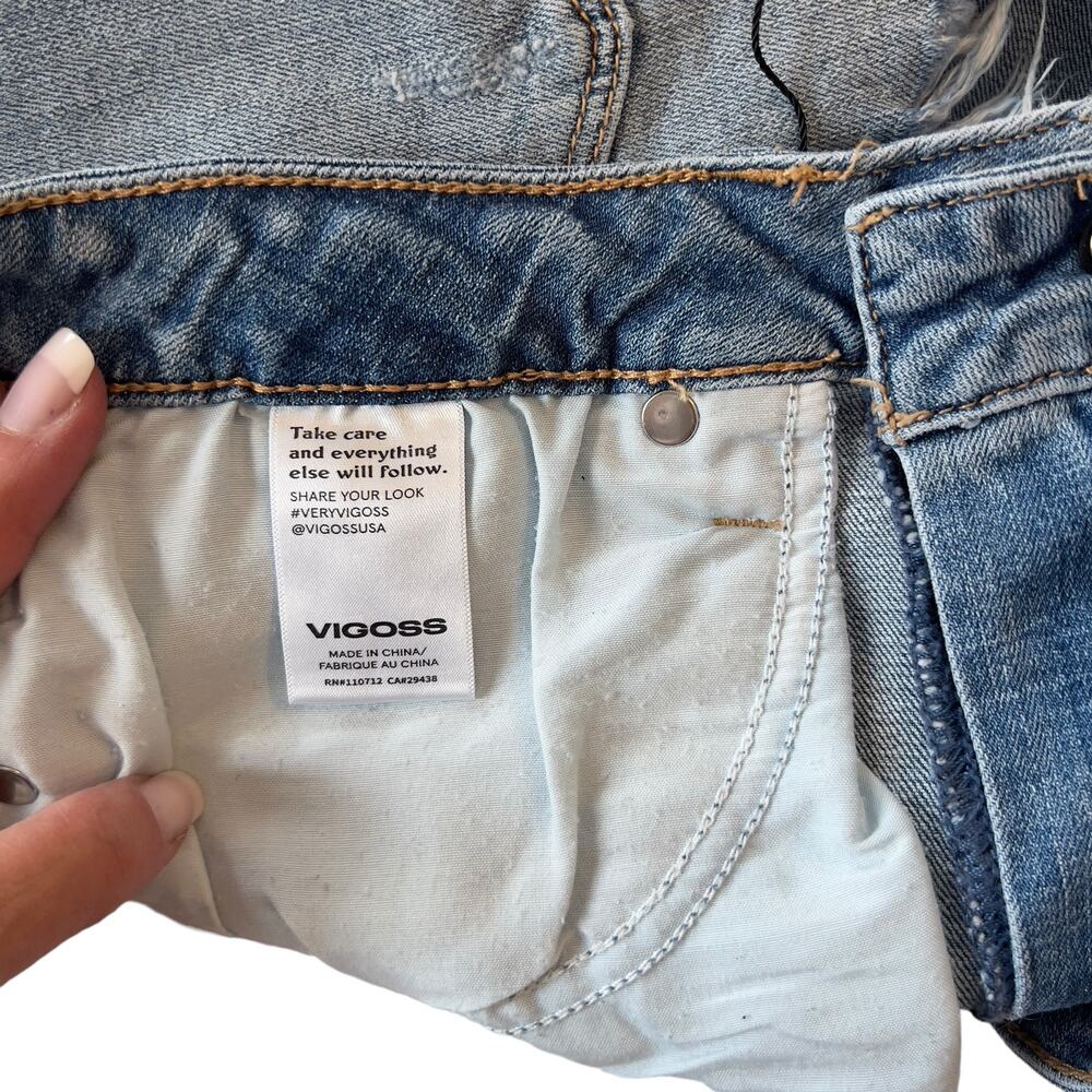 Vigoss women's size 28 light wash high waist frayed edge denim jean shorts #2685 - Picture 9 of 10